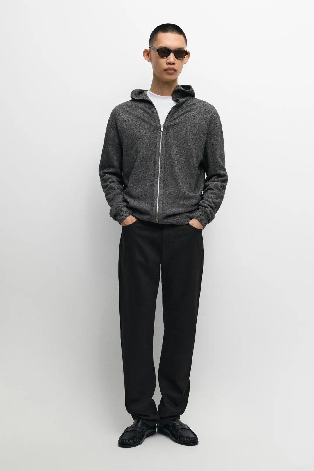 Кардиган из смесовой шерсти с капюшоном, Massimo Dutti