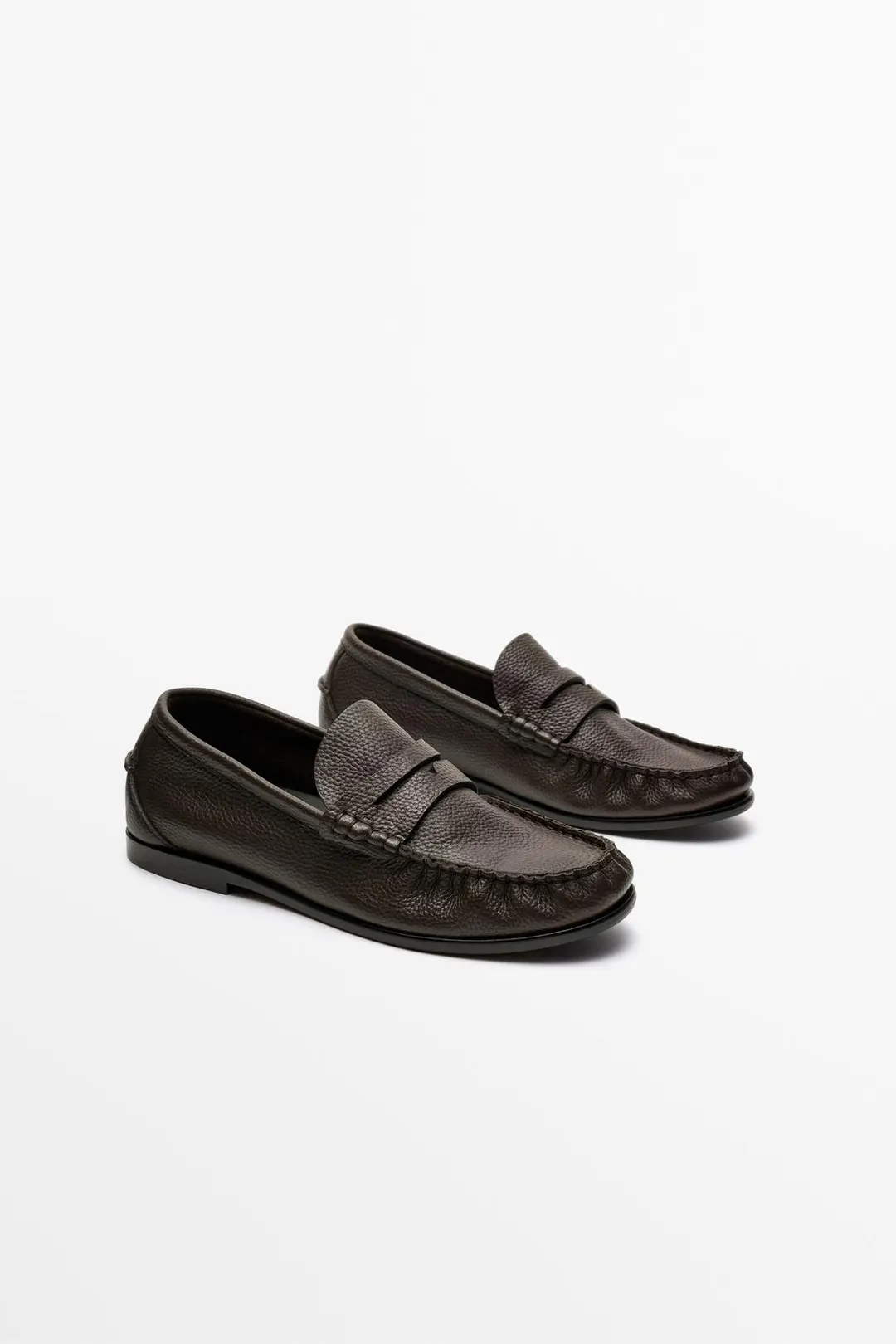 Лоферы из мягкой кожи со сборками, Massimo Dutti