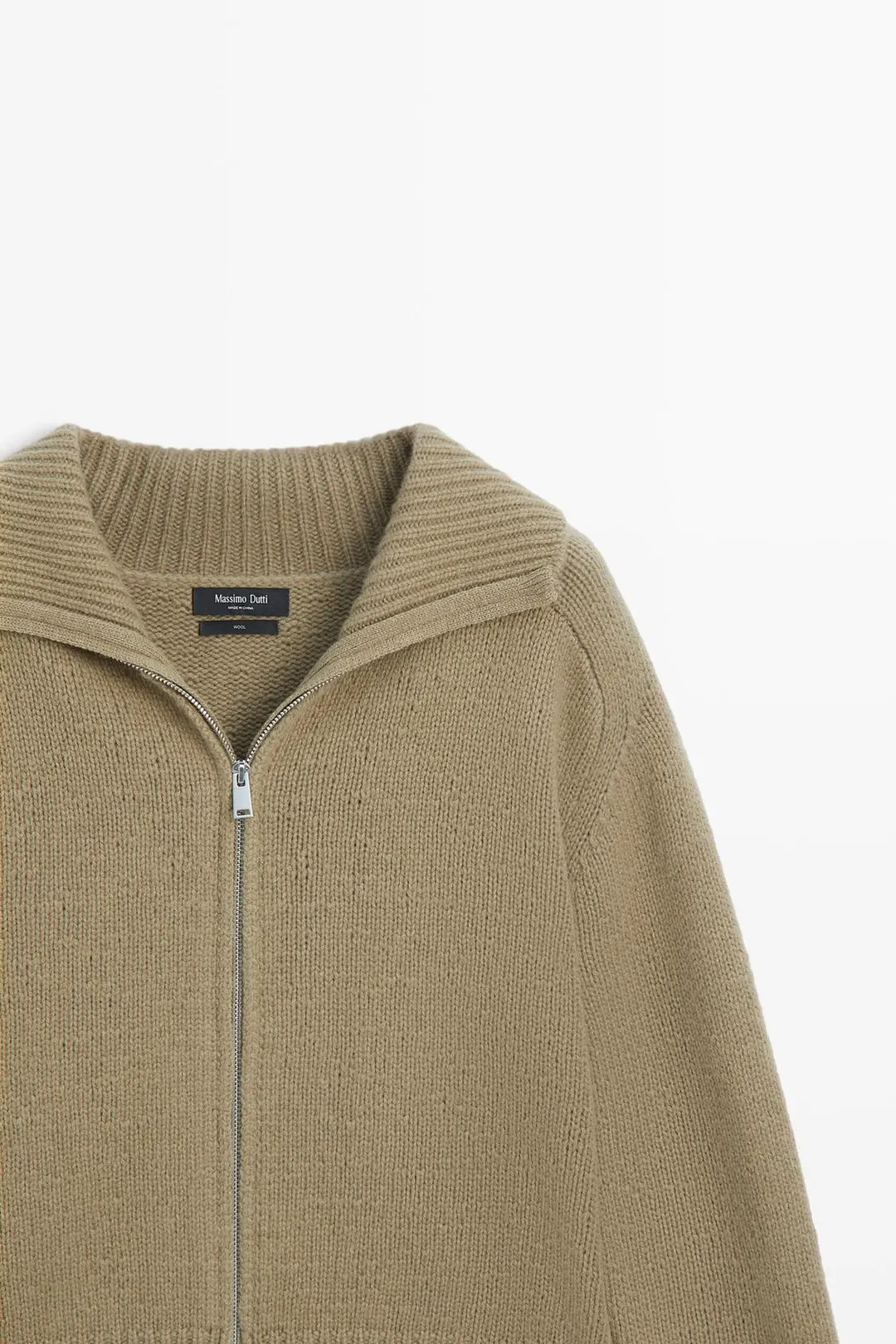 Кардиган из 100% шерсти на молнии, Massimo Dutti