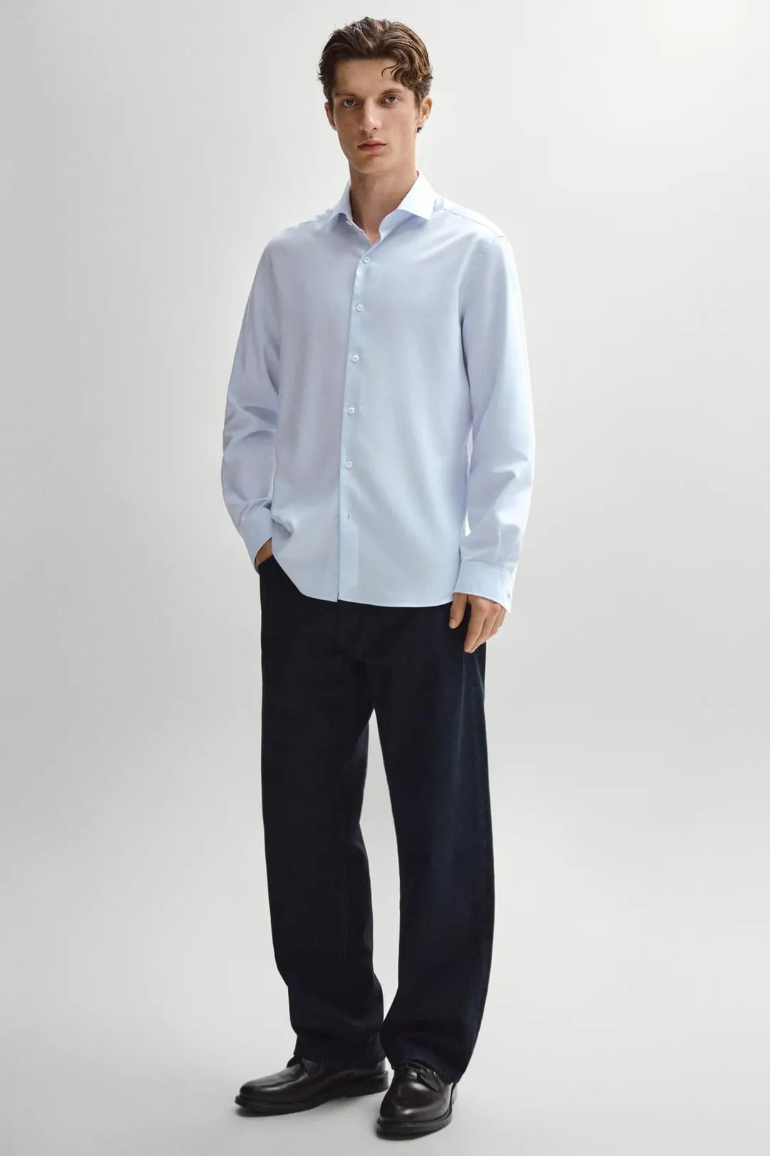 Рубашка стандартного кроя из смесового хлопка, Massimo Dutti