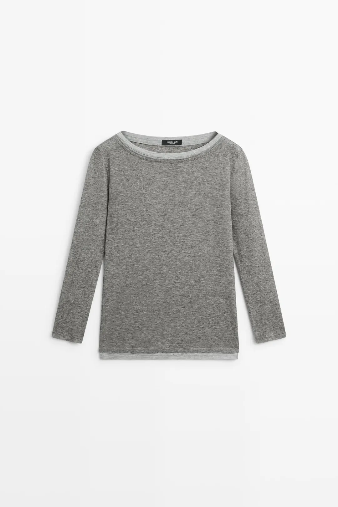 Футболка с двойным вырезом лодочкой, Massimo Dutti