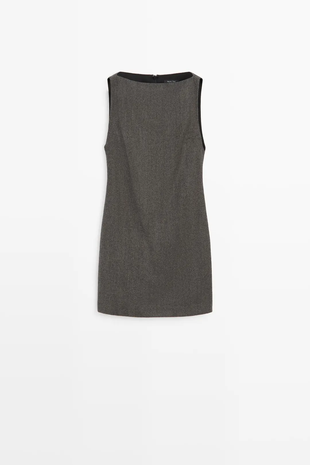 Платье мини из смесовой шерсти с вырезом лодочкой, Massimo Dutti