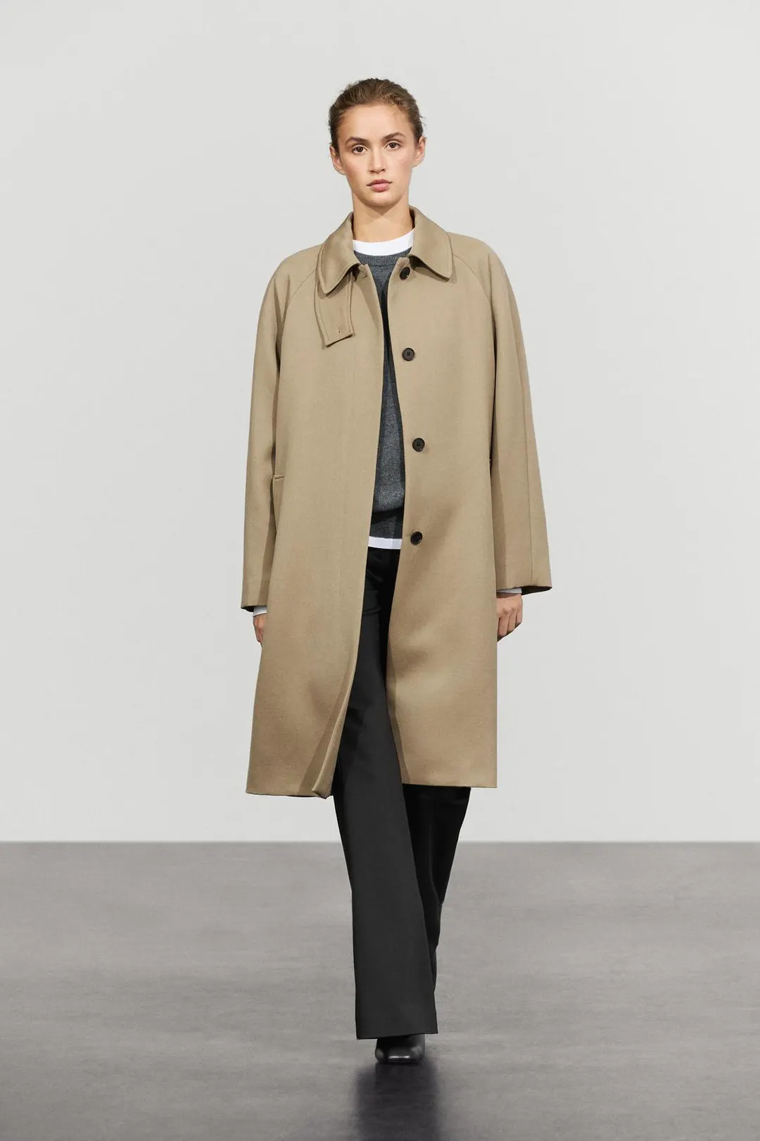 Пальто с рукавами реглан из 100% шерсти, Massimo Dutti