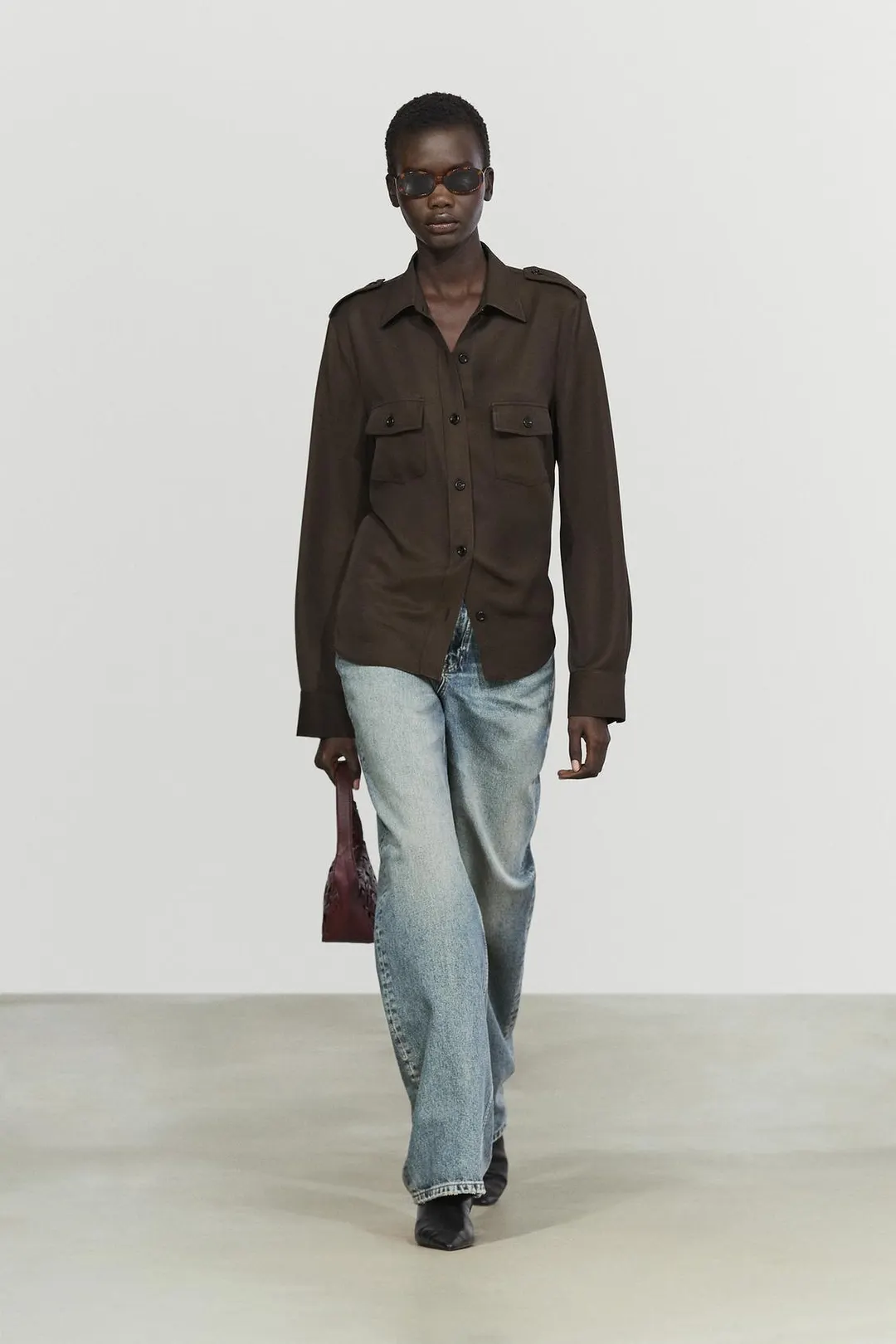 Струящаяся рубашка с карманом, Massimo Dutti