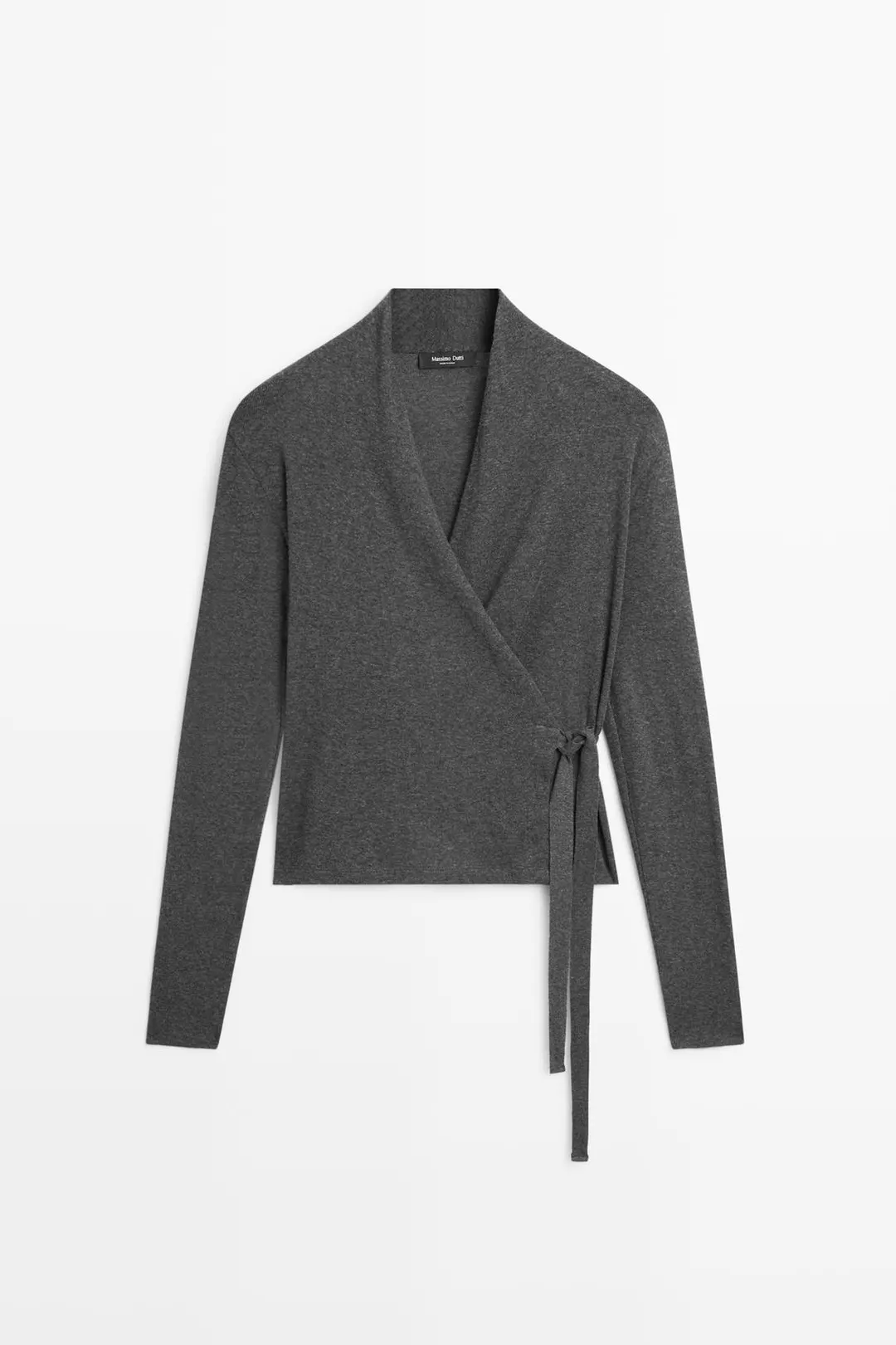 Футболка с запахом из смеси хлопка и кашемира, Massimo Dutti