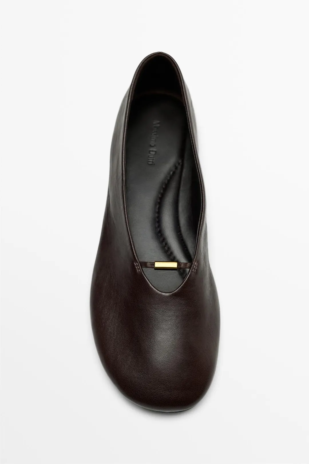 Балетки из мягкой кожи без каблука, Massimo Dutti