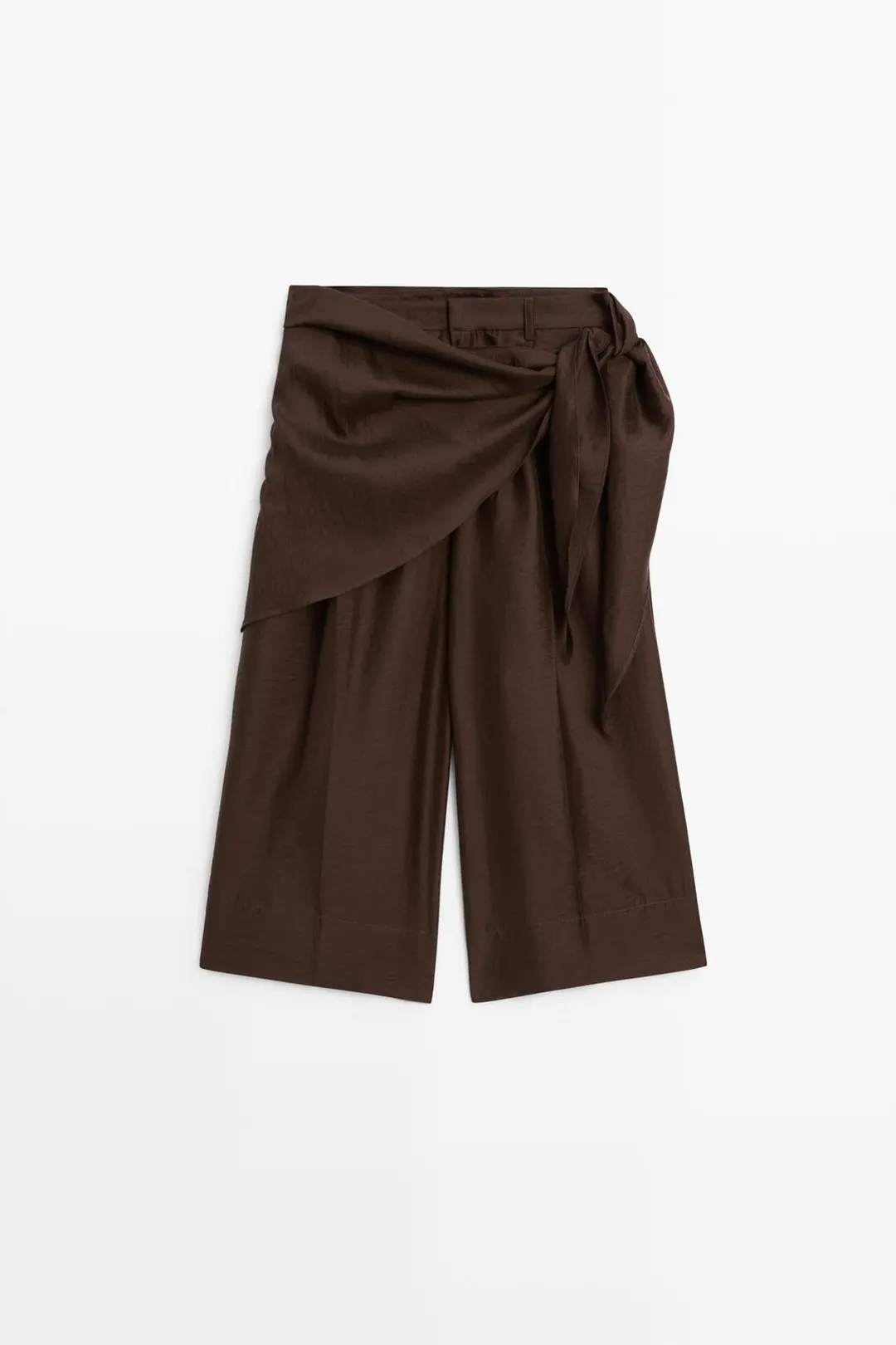 Удлиненные струящиеся бермуды с шарфом, Massimo Dutti