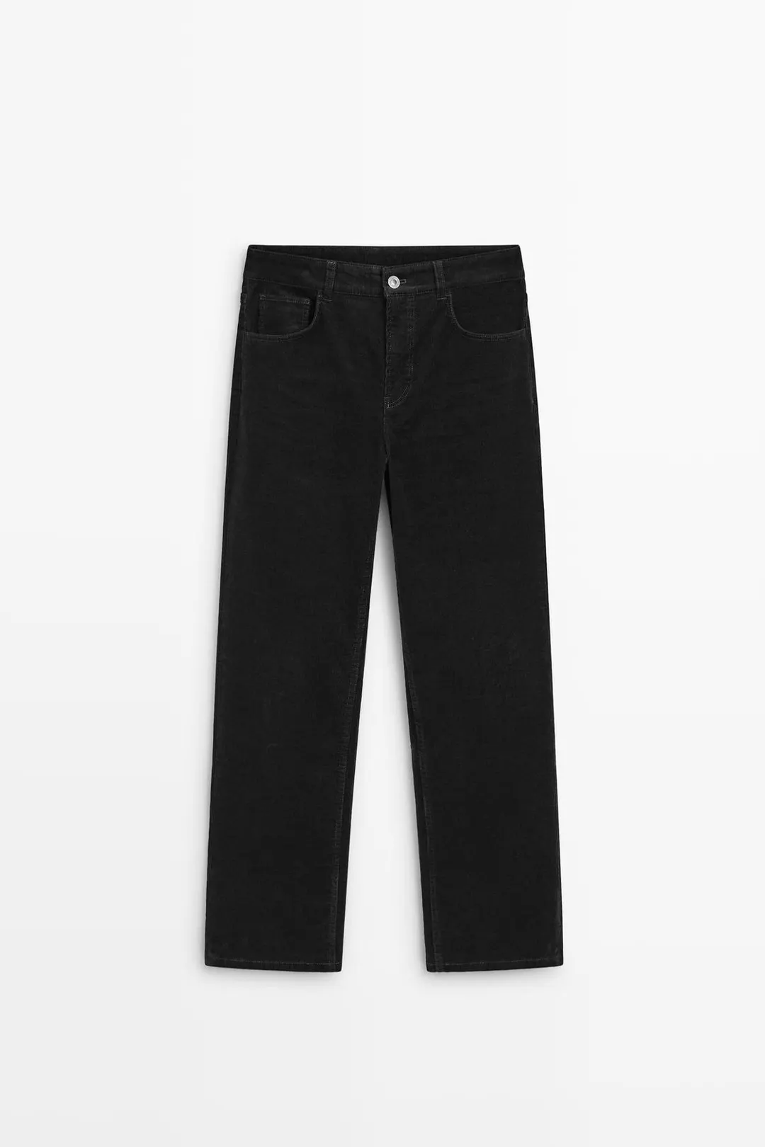 Брюки из микровельвета зауженного прямого кроя со средней посадкой, Massimo Dutti