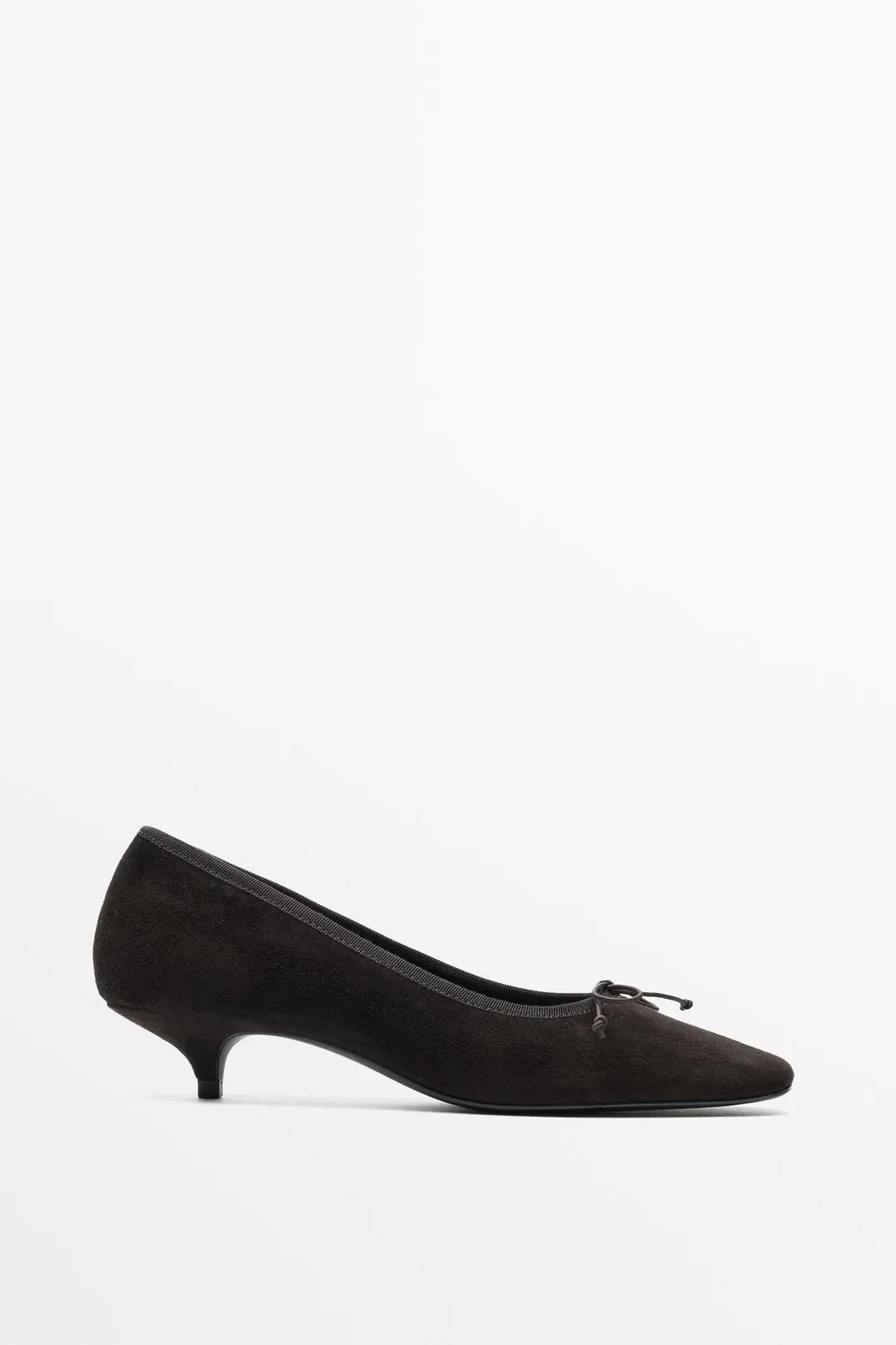 Кожаные балетки на каблуке, Massimo Dutti