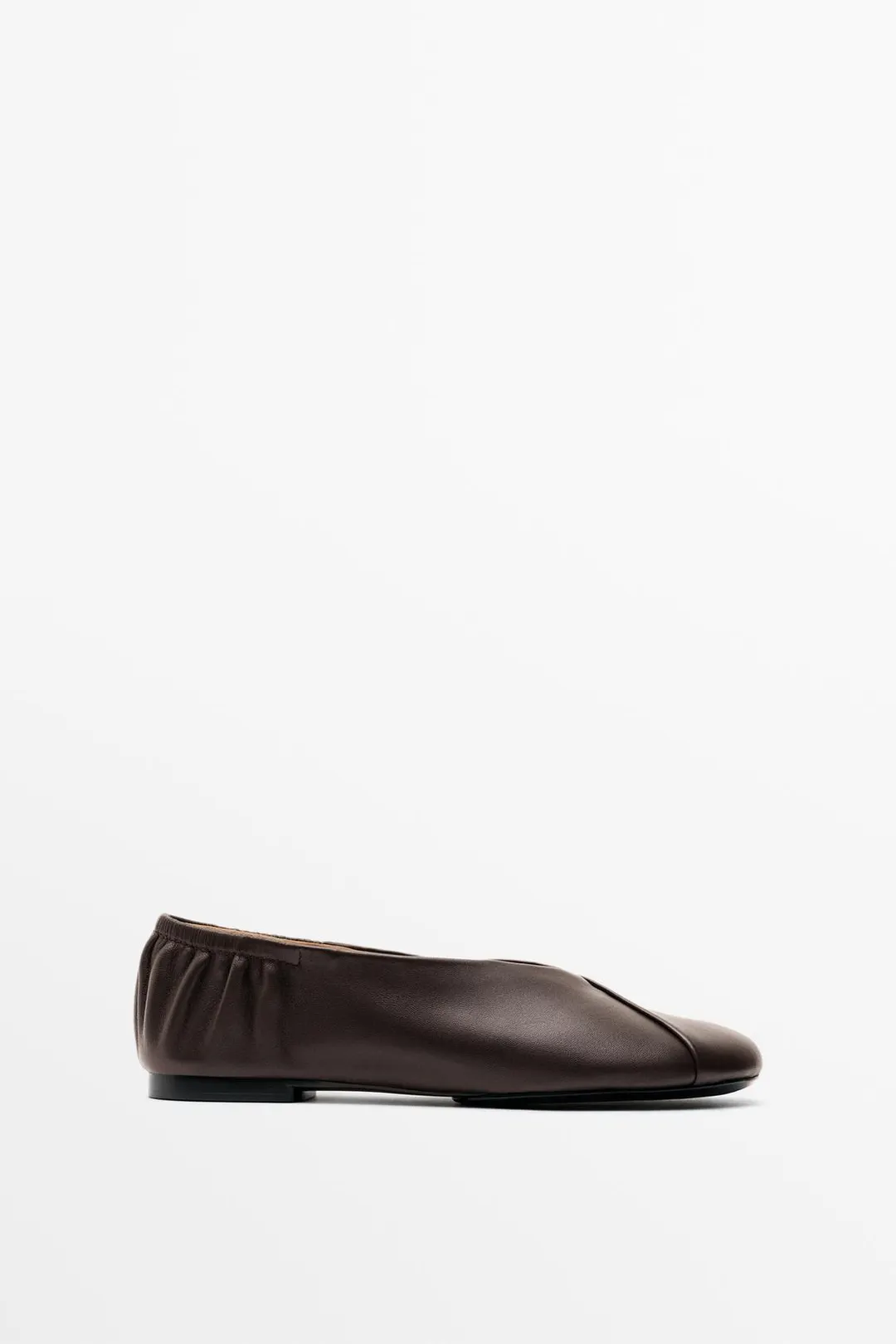 Балетки кожаные с перекрестными ремешками, Massimo Dutti