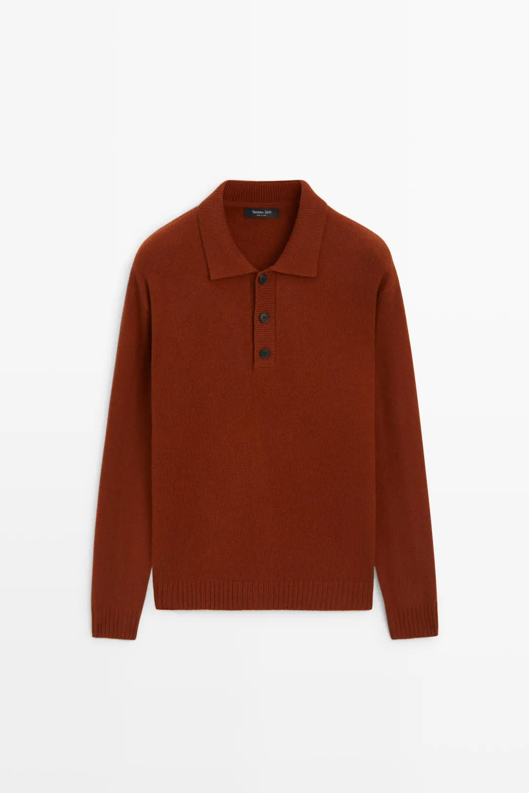 Вязаный свитер-поло на пуговицах из смесовой шерсти, Massimo Dutti