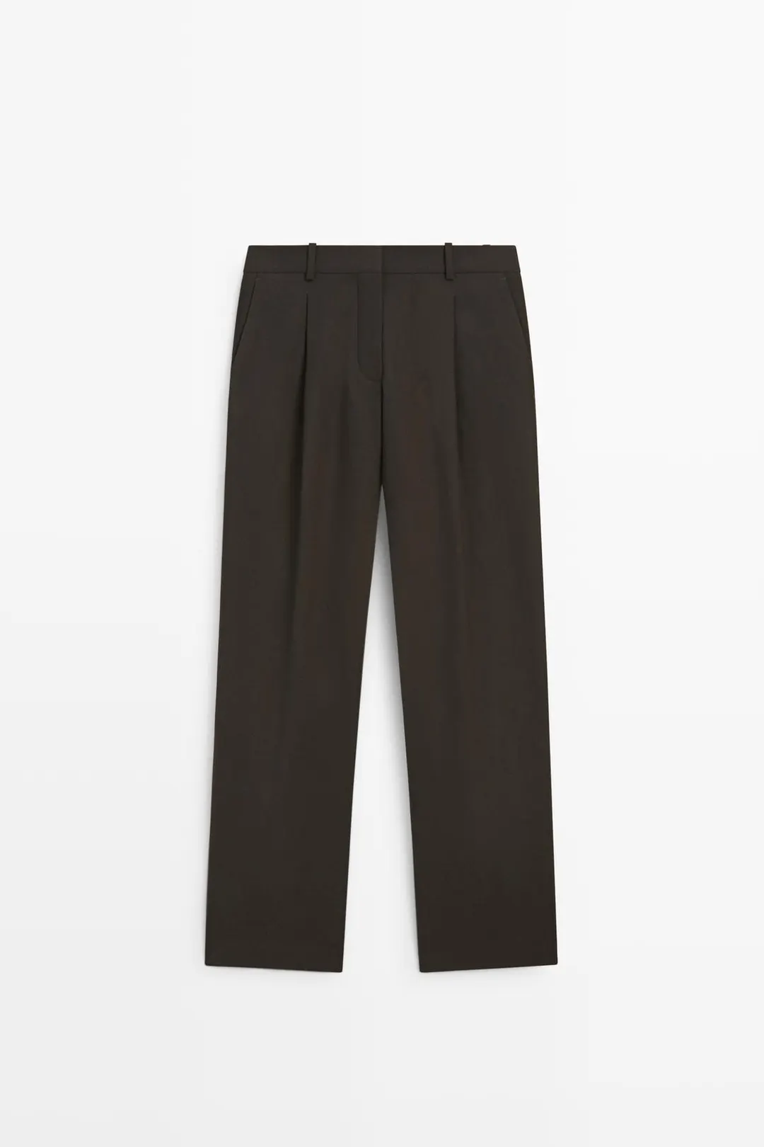 Брюки со складками из смесового хлопка, Massimo Dutti