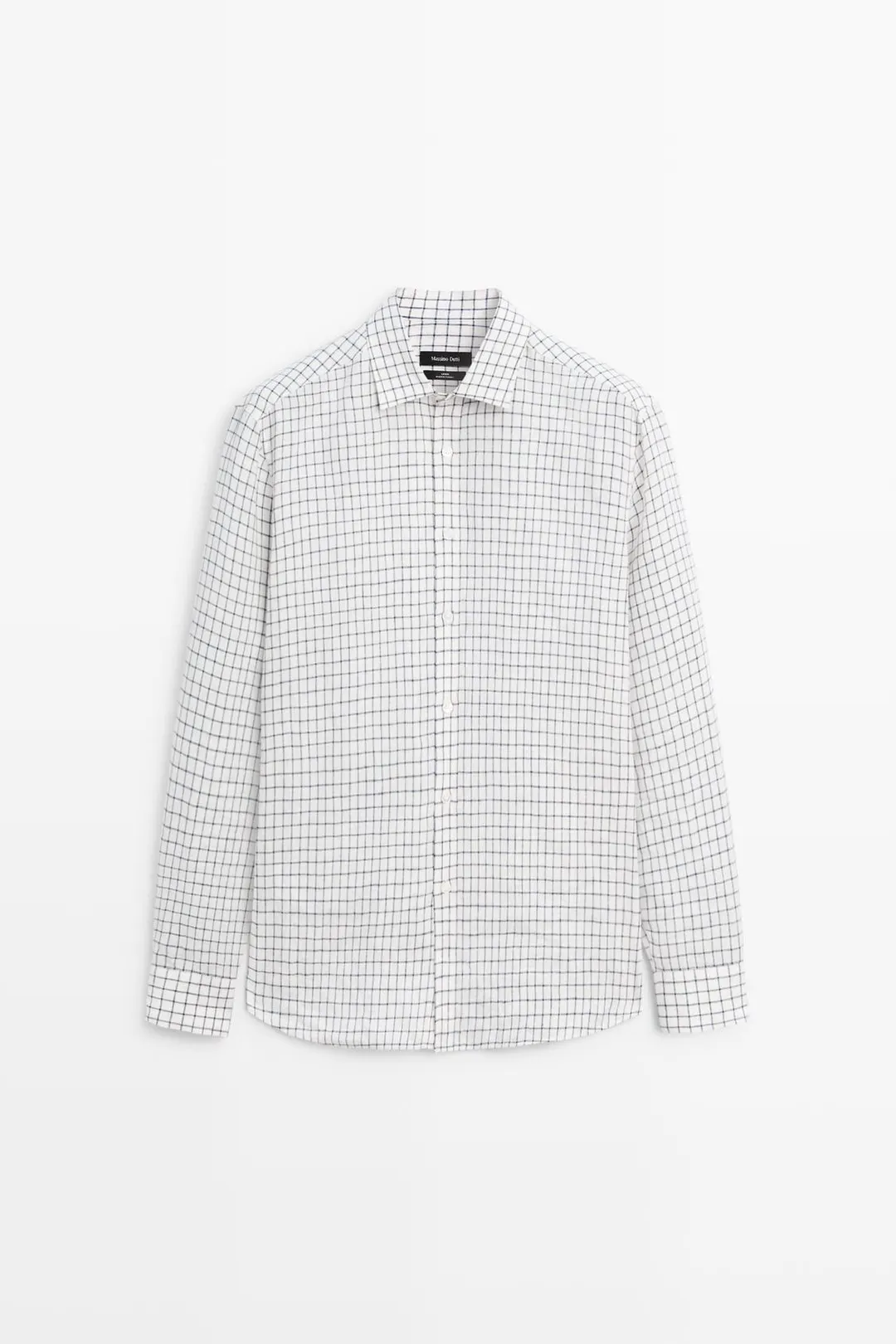 Рубашка прямого кроя из 100% льна в клетку, Massimo Dutti
