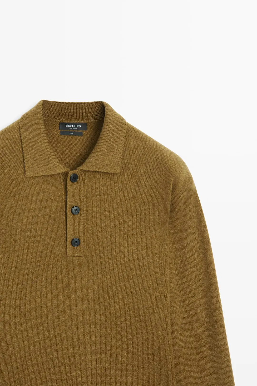 Свитер-поло из 100% шерсти с пуговицами, Massimo Dutti