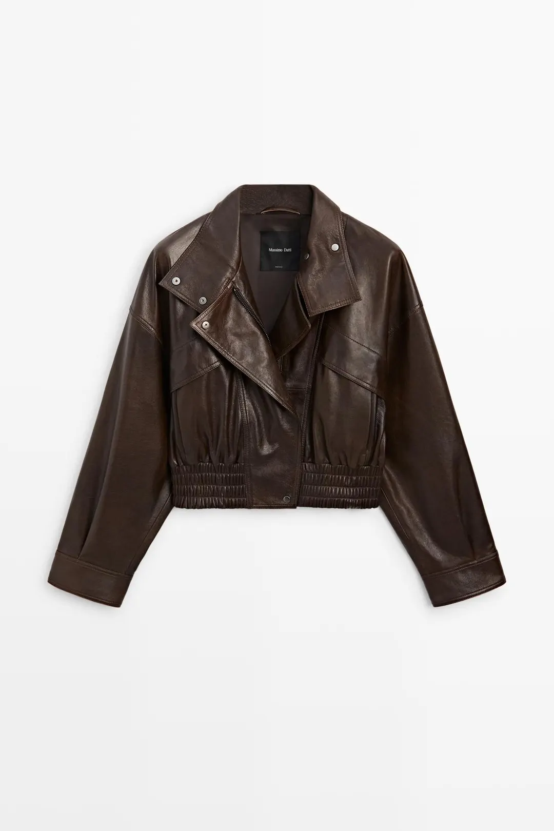 Короткий бомбер из кожи наппа, Massimo Dutti