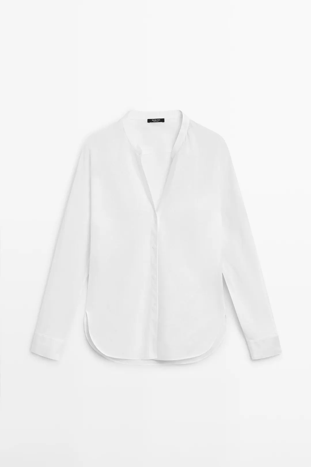 Рубашка из 100% льна с воротником-стойкой, Massimo Dutti