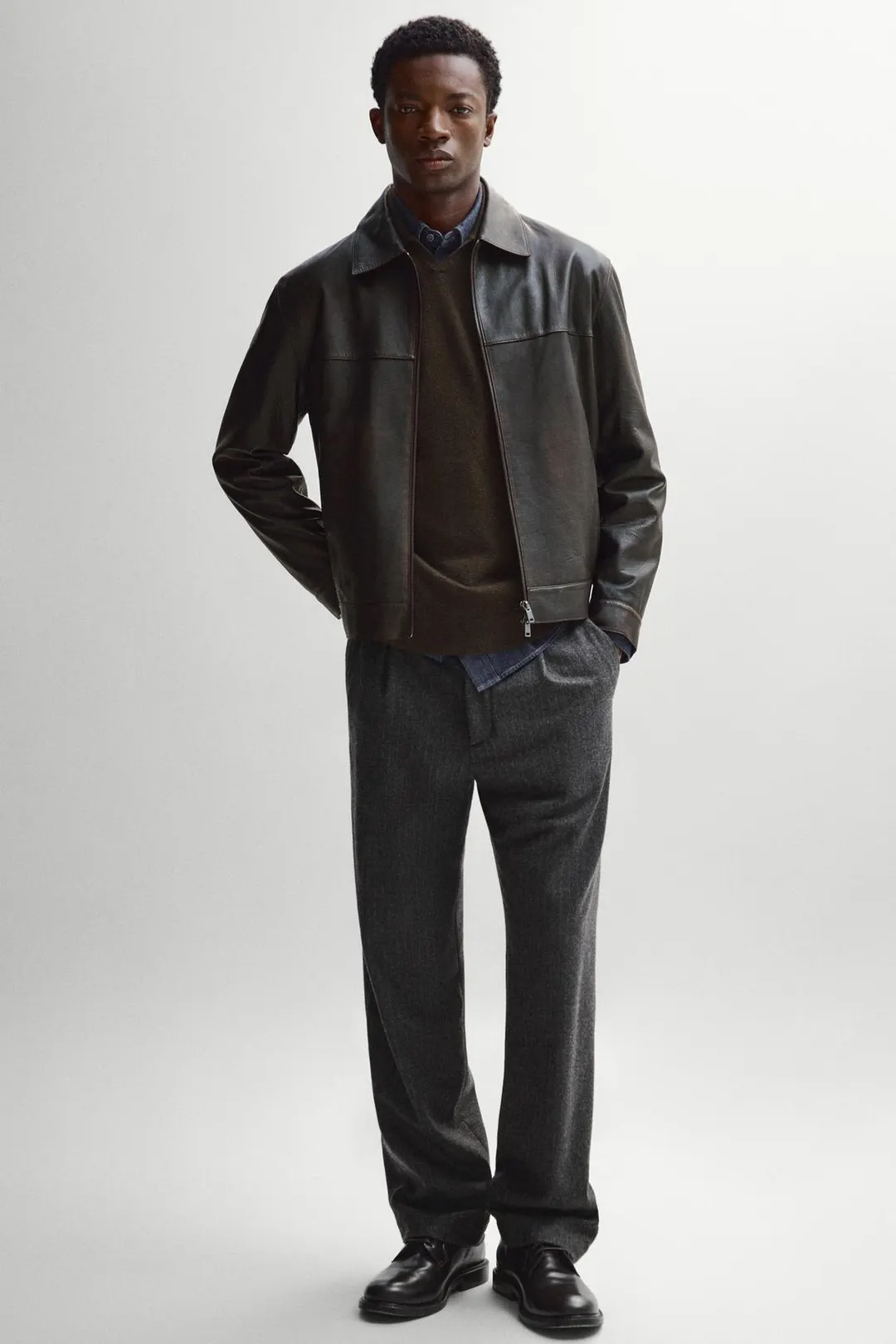 Полосатые шерстяные брюки свободного кроя, Massimo Dutti