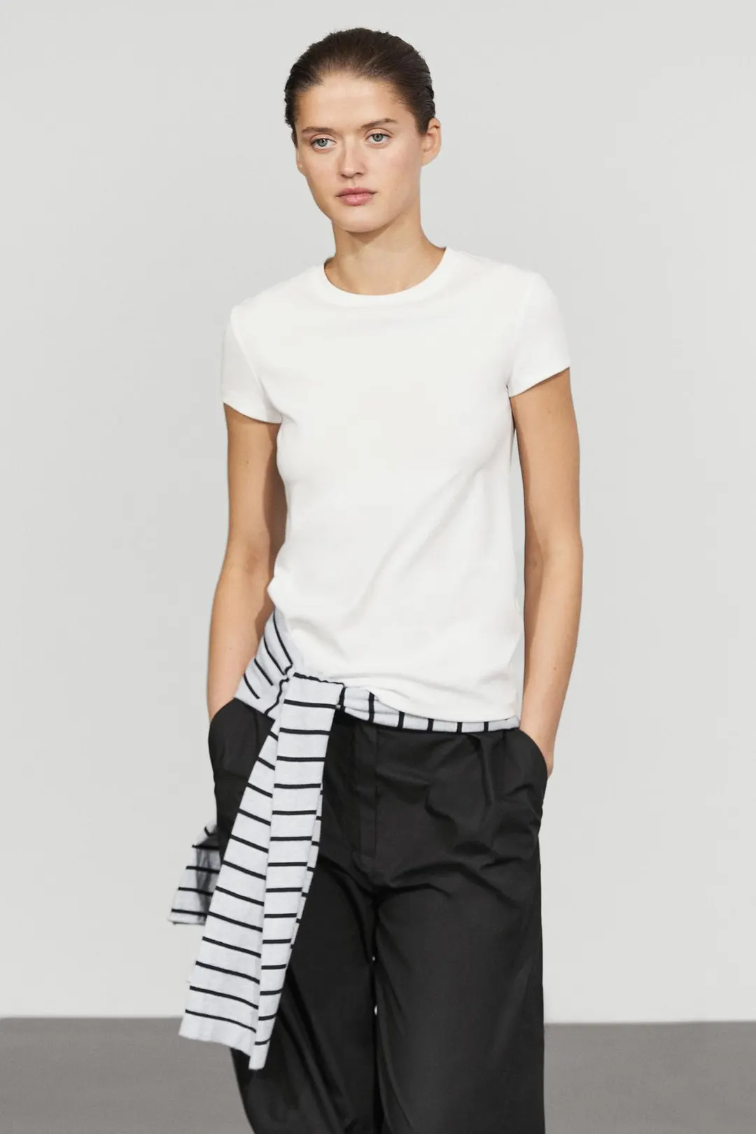 Футболка облегающего кроя с короткими рукавами, Massimo Dutti