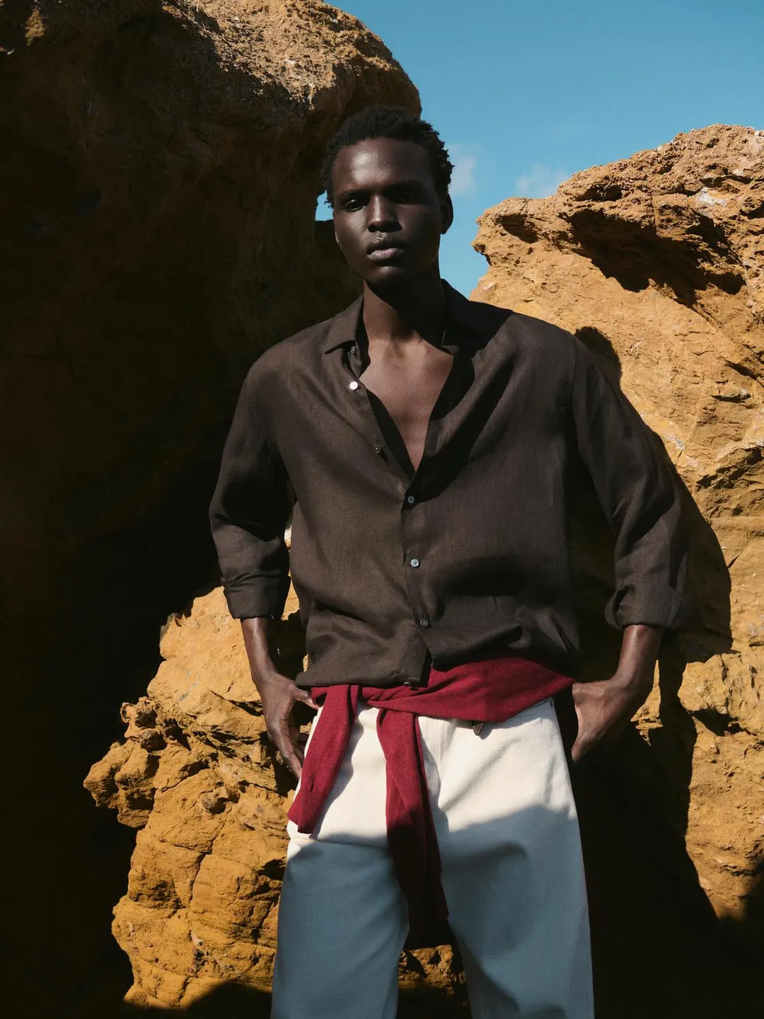 Брюки на резинке из 100% льна, Massimo Dutti