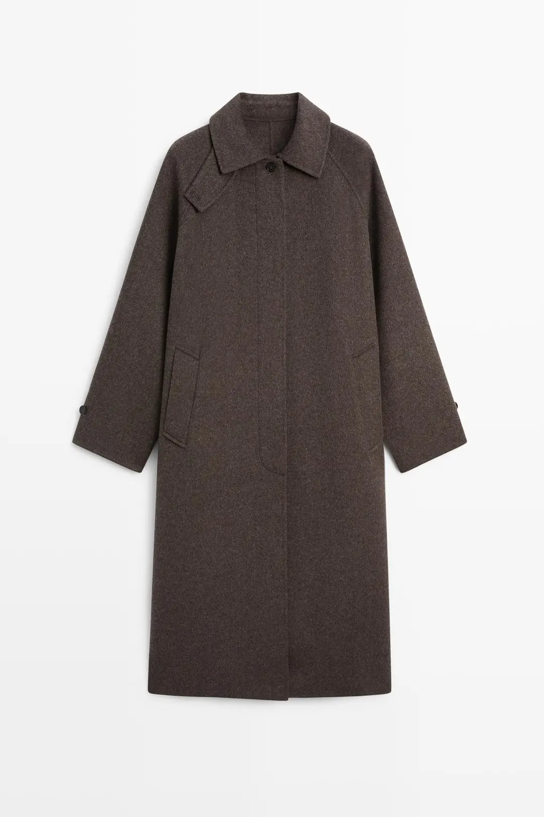 Длинное пальто из меланжевой смесовой шерсти, Massimo Dutti