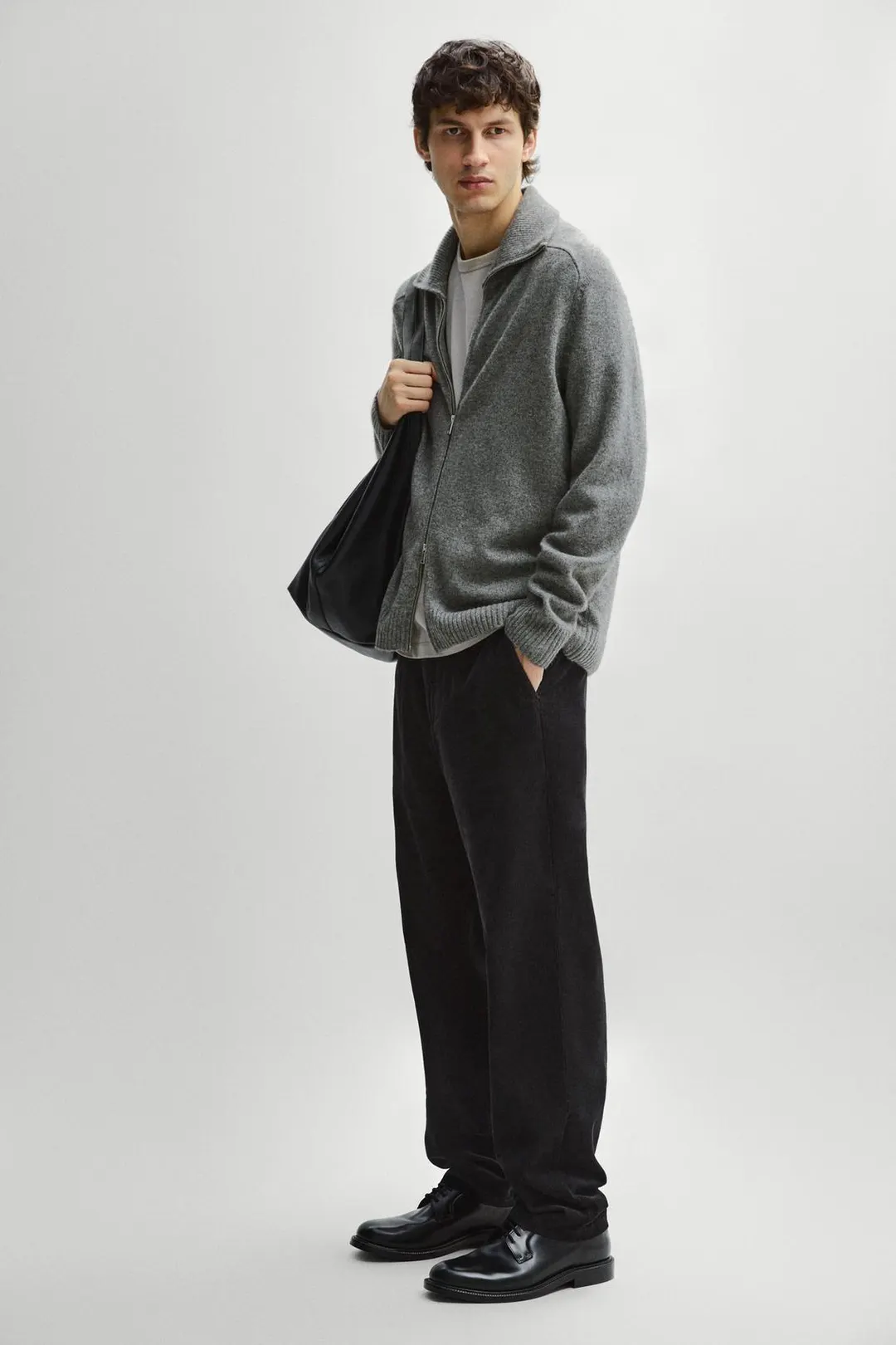 Кардиган из смесовой шерсти на молнии, Massimo Dutti