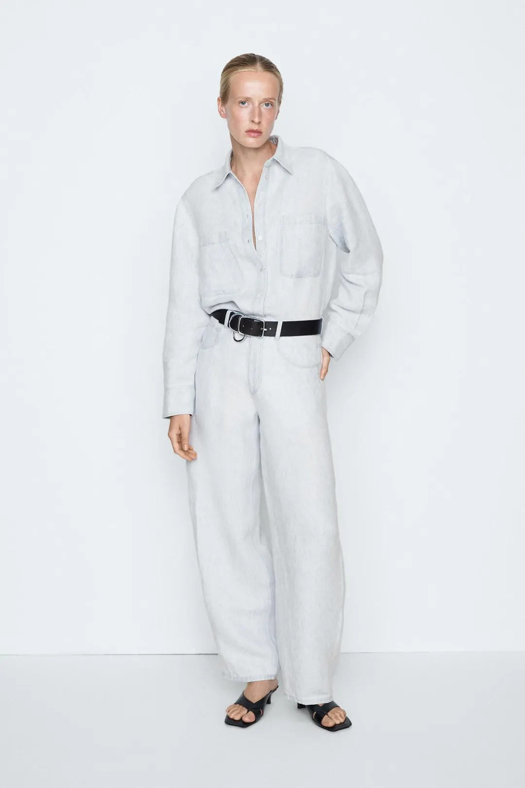 Рубашка с карманом под деним - STUDIO, Massimo Dutti
