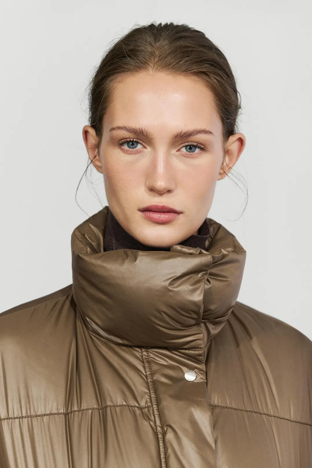 Пуховик с клетчатой внутренней отделкой, Massimo Dutti