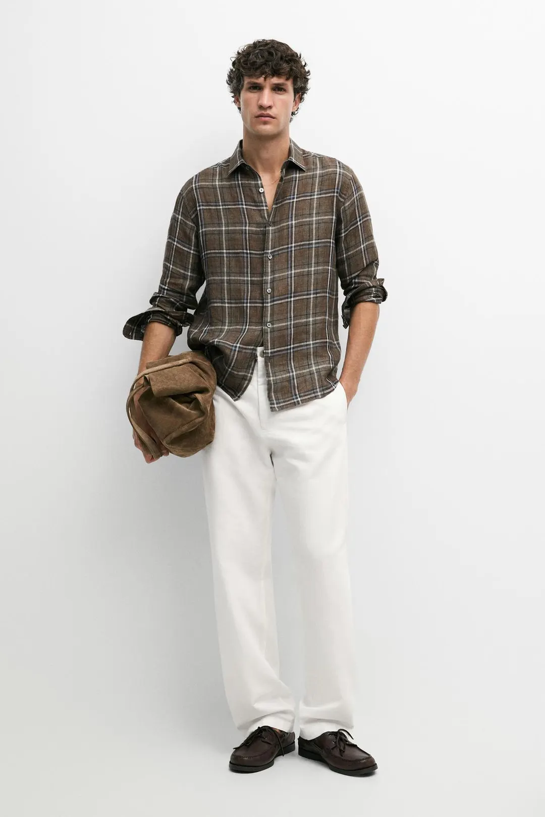 Брюки прямого кроя из смеси льна и хлопка, Massimo Dutti