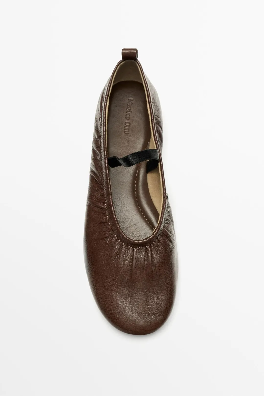 Балетки кожаные со сборками, Massimo Dutti