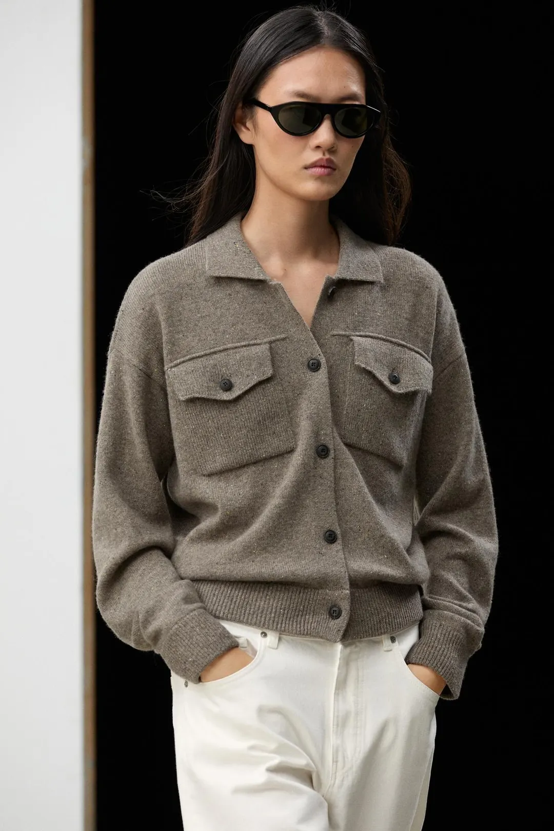 Вязаный кардиган из смесовой шерсти с карманами, Massimo Dutti