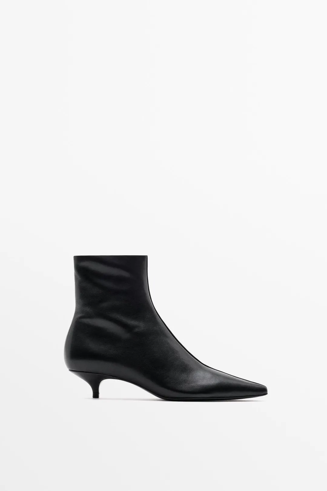 Ботильоны кожаные на низком каблуке, Massimo Dutti