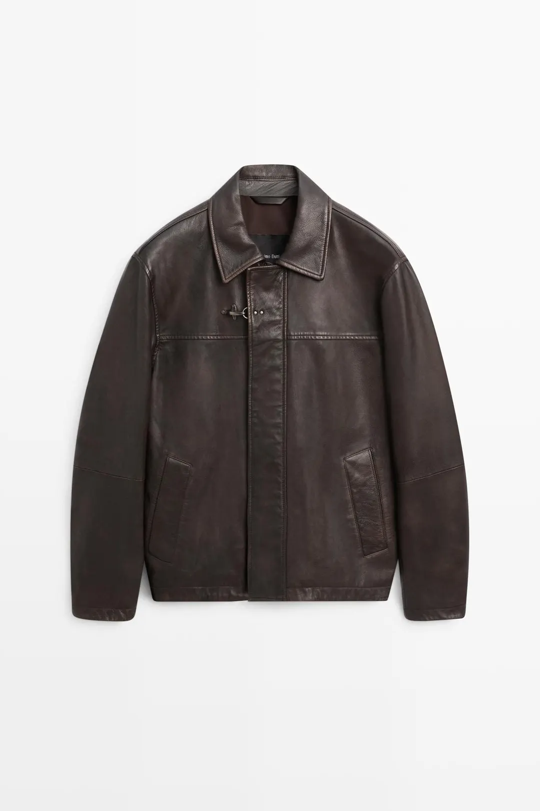 Куртка из кожи наппа с застежками-клевантами, Massimo Dutti