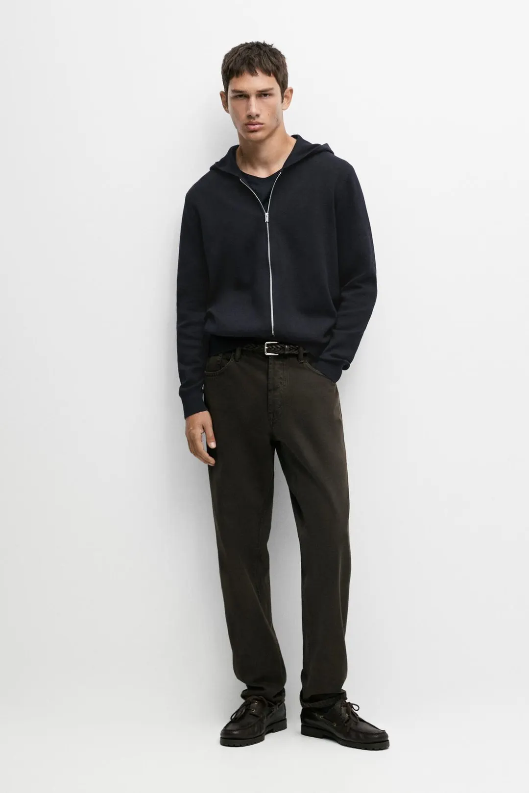 Кардиган вязаный с капюшоном из 100% хлопка, Massimo Dutti