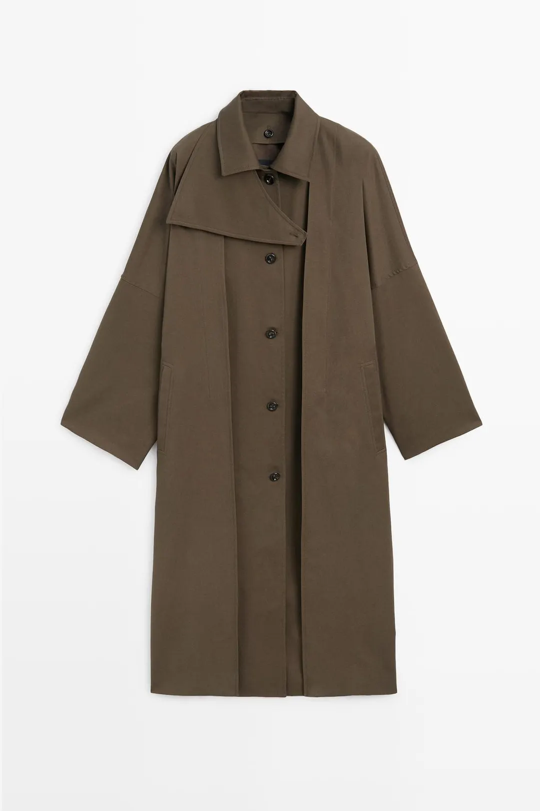 Тренч из смесового хлопка с боковыми разрезами, Massimo Dutti