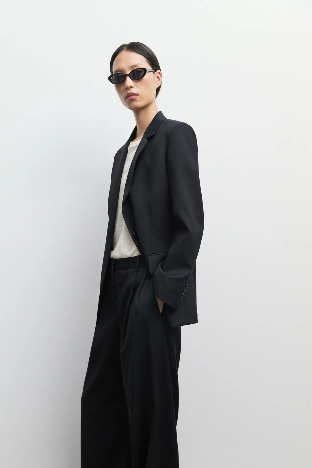Брюки со складками из особо тонкой шерсти, Massimo Dutti