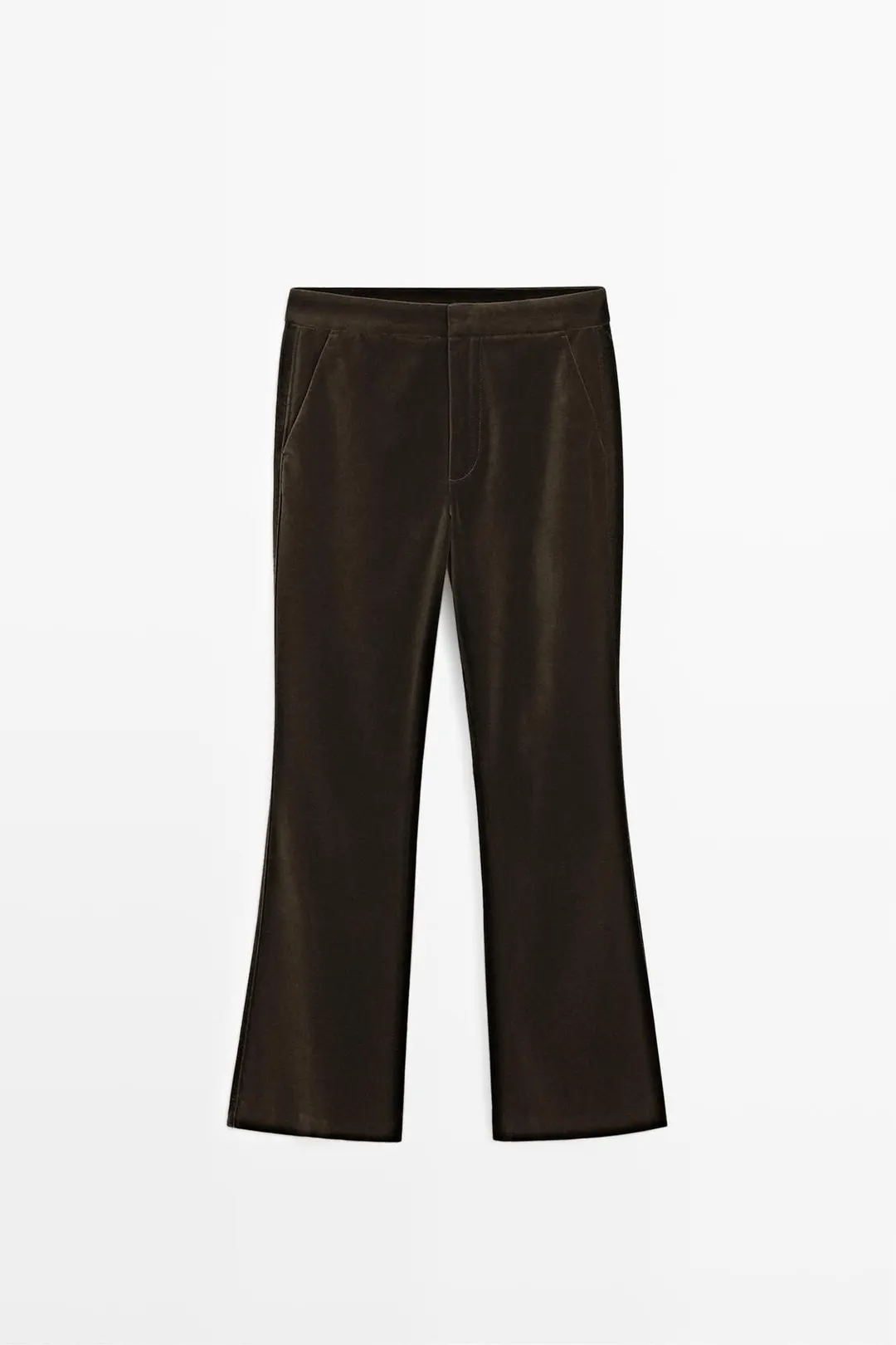 Брюки бархатные облегающего кроя клеш, Massimo Dutti