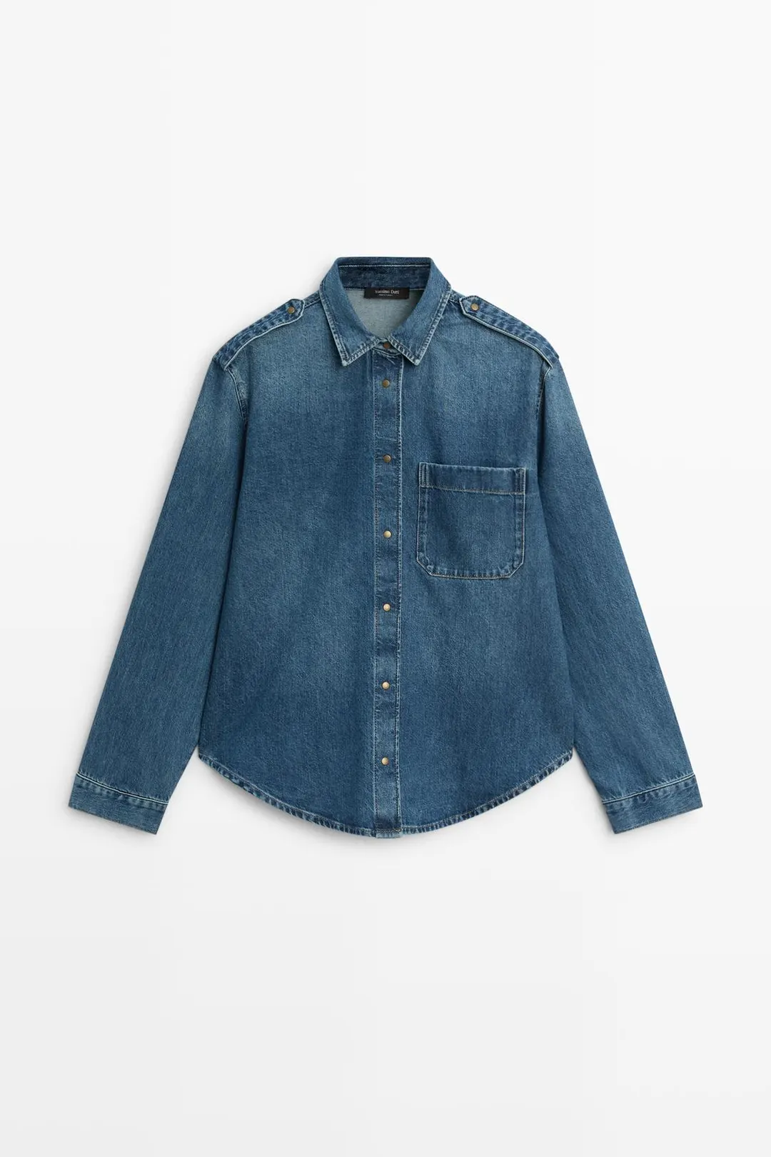 Джинсовая рубашка с погонами, Massimo Dutti