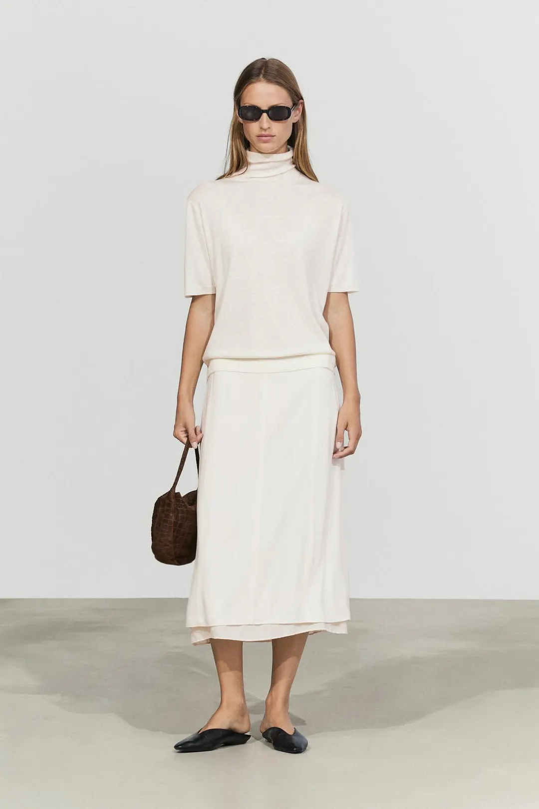 Свитер вязаный с воротником-стойкой из смесовой шерсти, Massimo Dutti