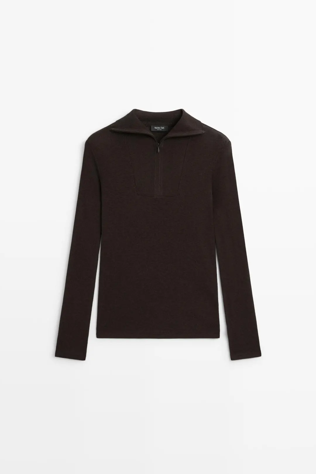 Футболка с длинными рукавами из смесового хлопка на молнии до груди, Massimo Dutti