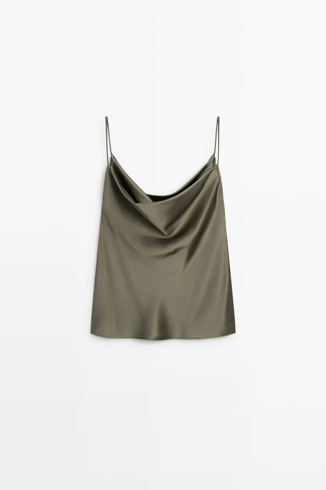 Струящийся атласный топ на бретелях, Massimo Dutti