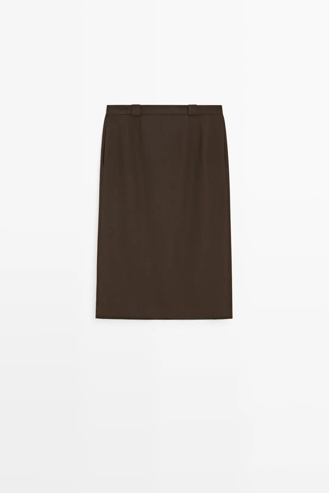 Прямая юбка миди из смесовой шерсти, Massimo Dutti