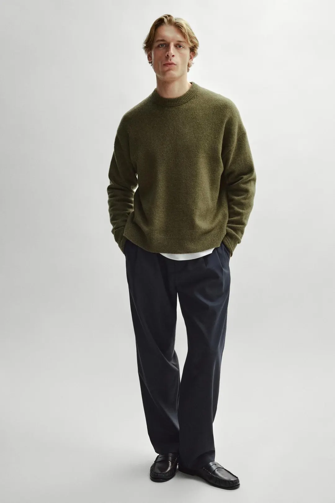 Свитер из 100% шерсти с круглым вырезом, Massimo Dutti