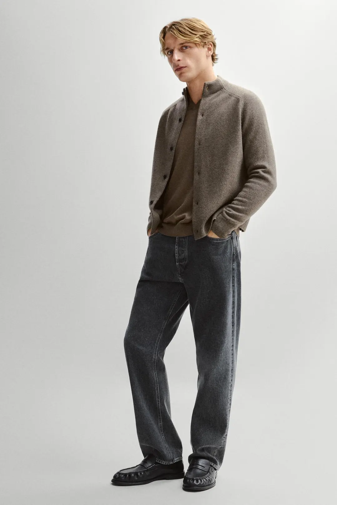Кардиган из смесовой шерсти с воротником-стойкой, Massimo Dutti