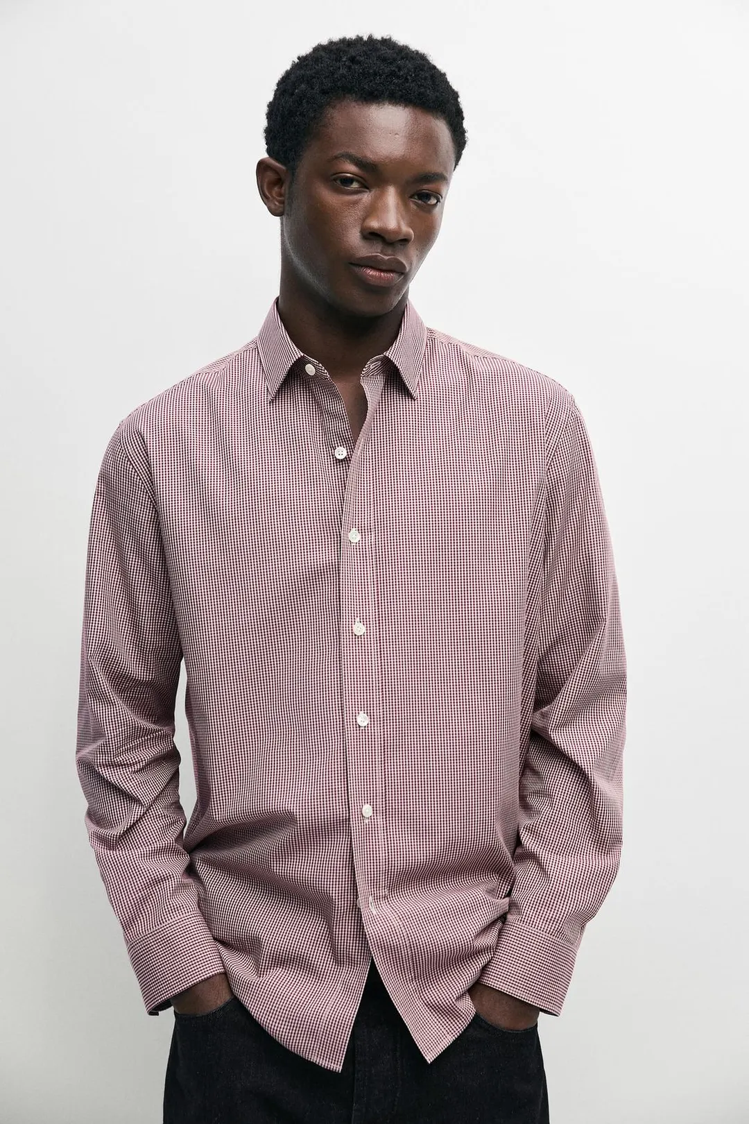 Рубашка стандартного кроя в клетку виши, Massimo Dutti