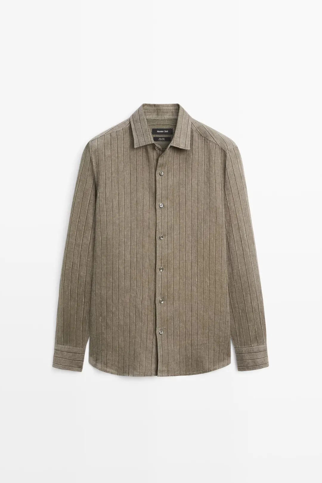 Полосатая рубашка прямого кроя из 100% льна, Massimo Dutti