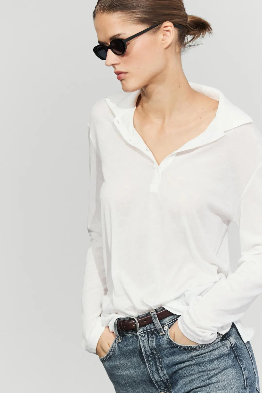 Поло с длинными рукавами из 100% хлопка, Massimo Dutti