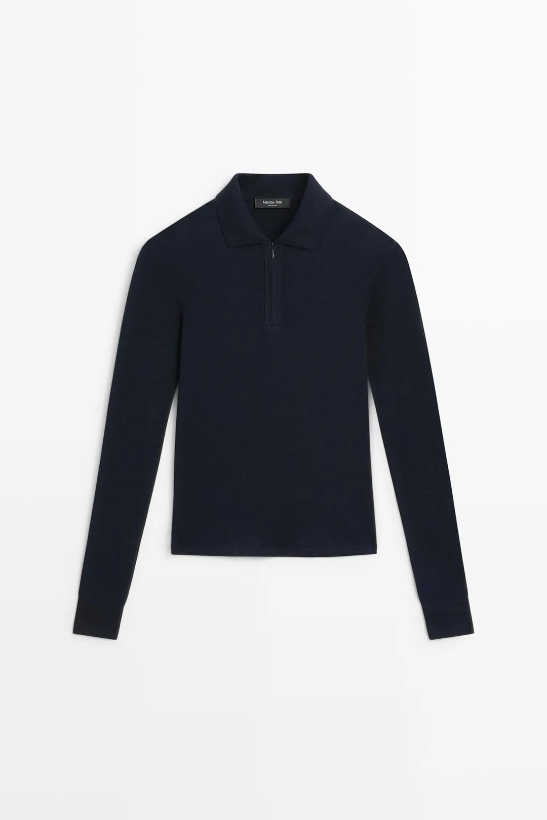 Поло из смесового хлопка с длинными рукавами, Massimo Dutti