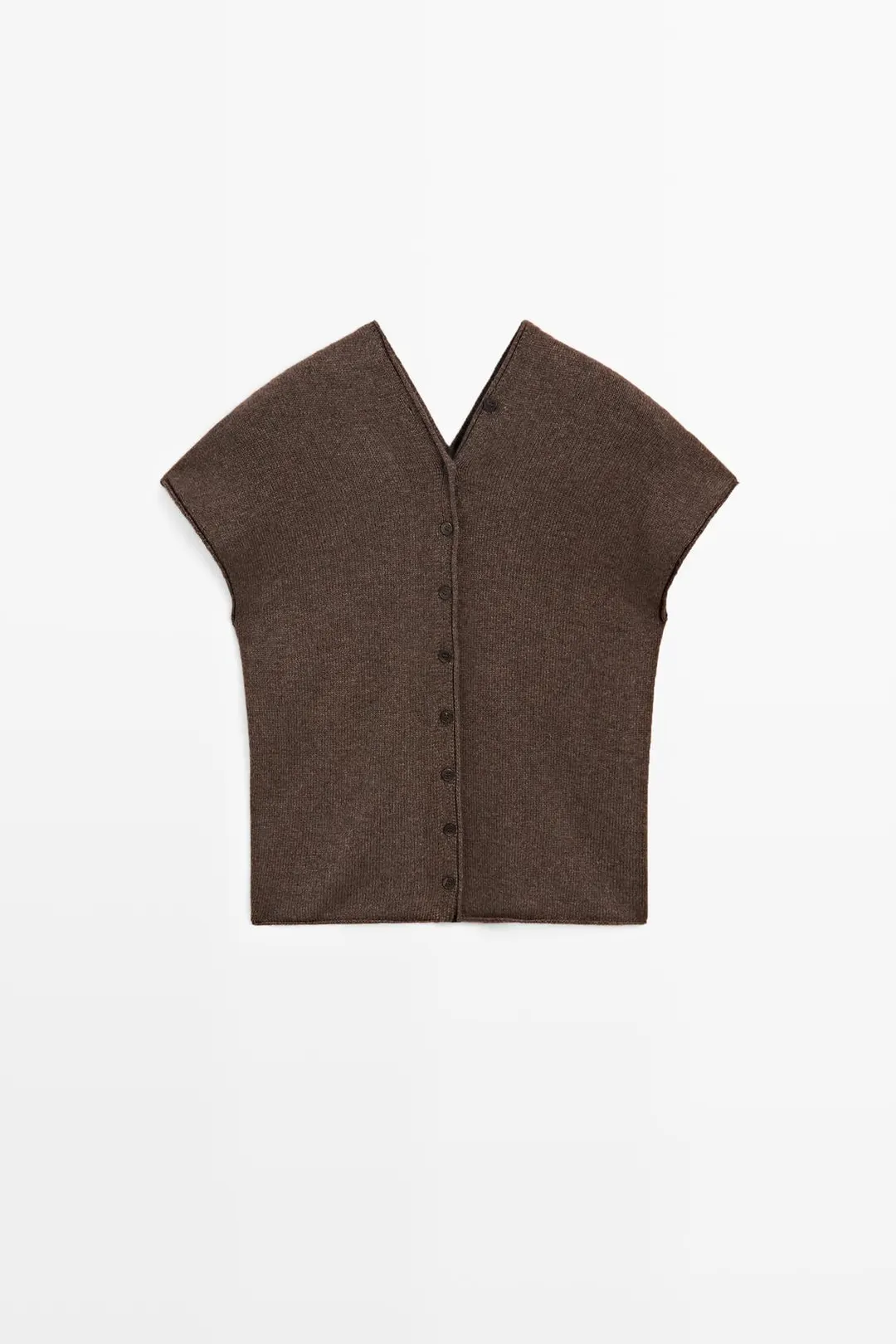 Жилет вязаный с V-образным вырезом из смесовой шерсти, Massimo Dutti
