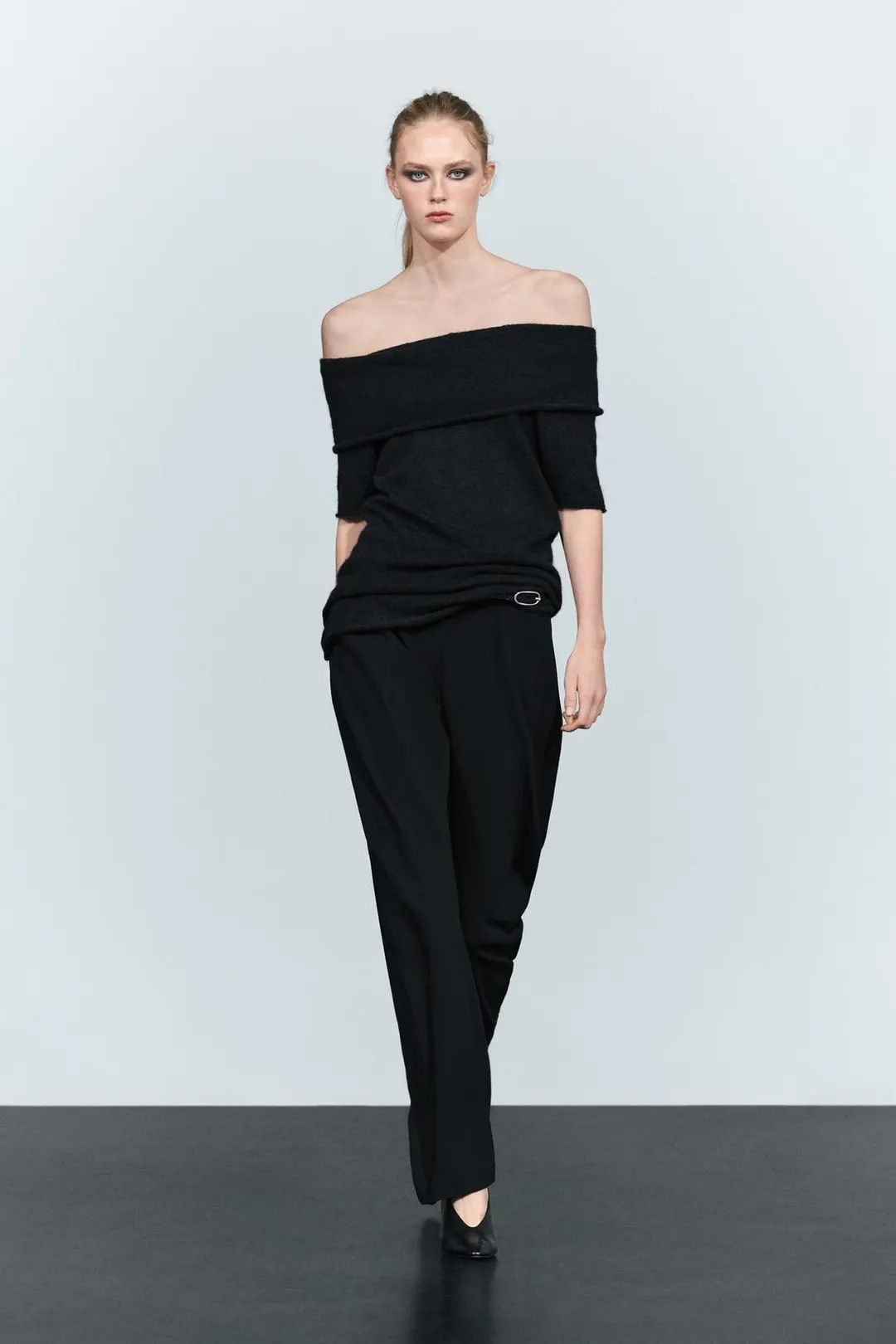 Драпированный топ с открытыми плечами, Massimo Dutti