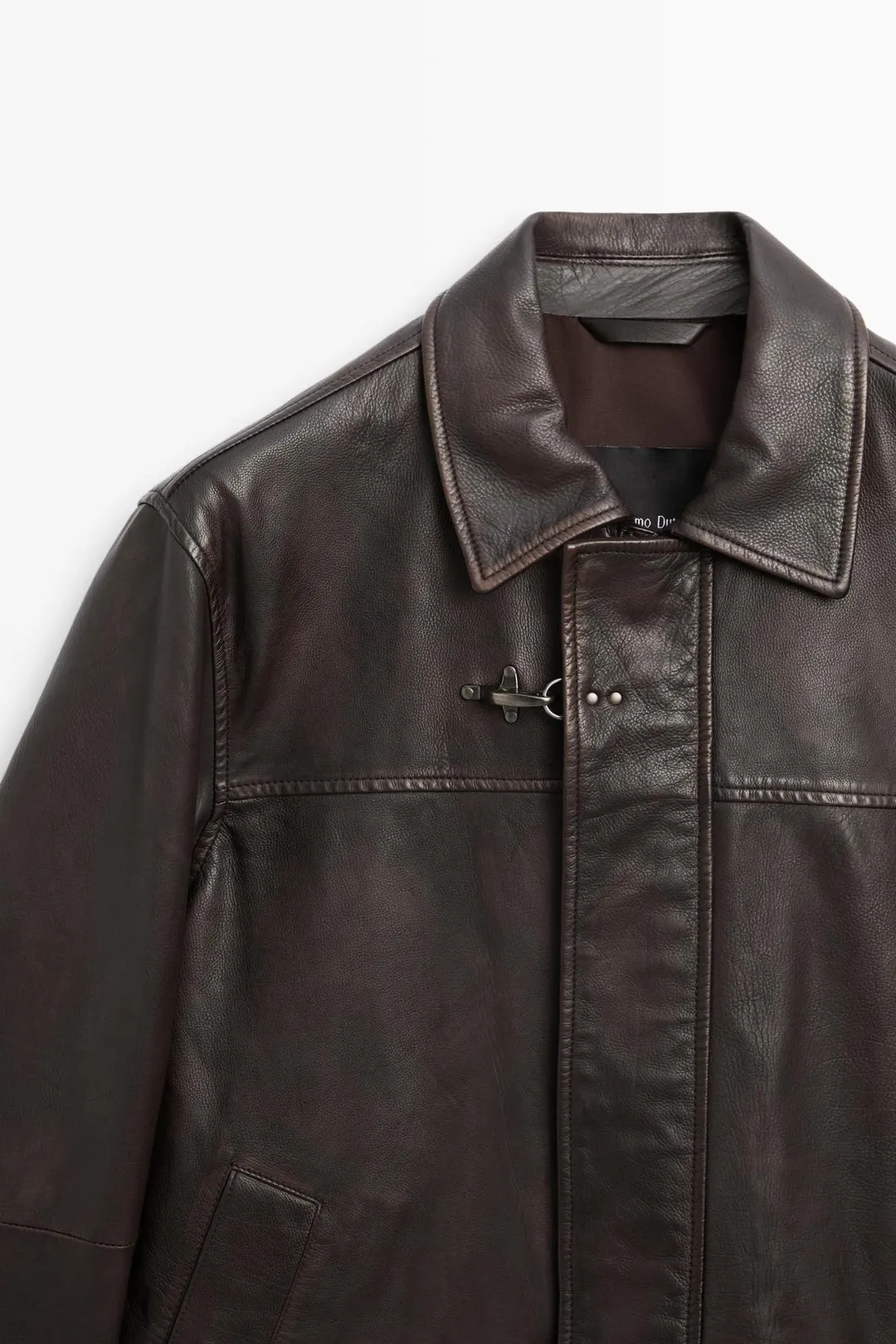 Куртка из кожи наппа с застежками-клевантами, Massimo Dutti